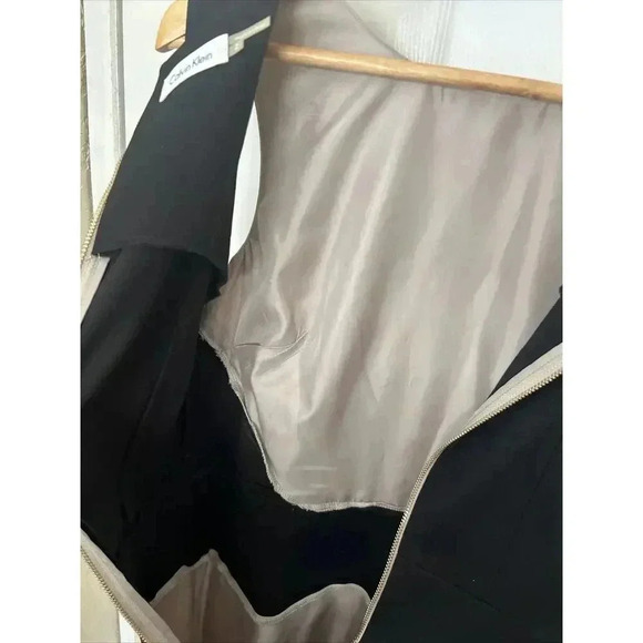 Calvin Klein Fit And Flare Colorblock Dress Black And Beige Party Office Size 2 - Picture 7 of 12